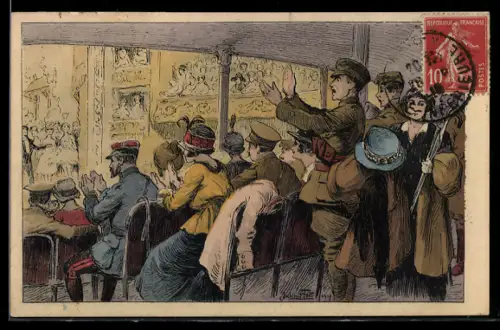 Künstler-AK Rouen, Temps de Guerre, Aux Folies-Bergére