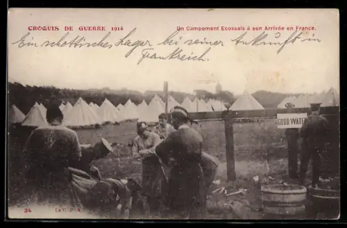 AK Un Campement Esossals à son Arrivée en France 1914