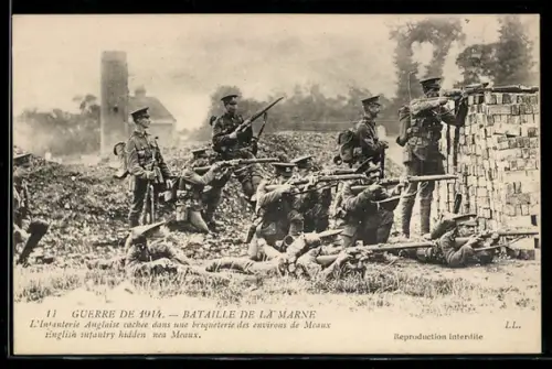 AK Guerre 1914-1915, britische Infanterie in Stellung nahe Meaux