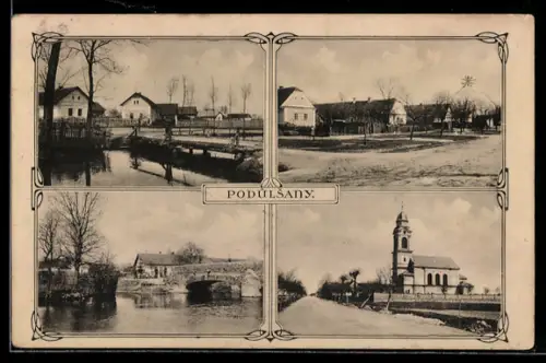 AK Podulsany, Kostel, Ulice