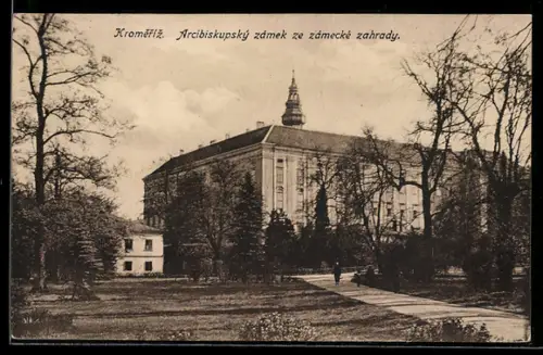 AK Kromeríz, Arcibiskupský zámek ze zámecké zahrady