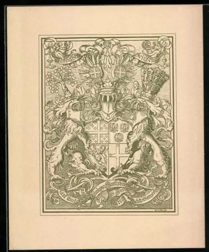 Exlibris Wappen mit verzierten Helmen