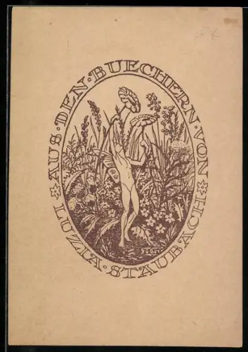 Exlibris Luzia Staubach, Elf zwischen Blumen