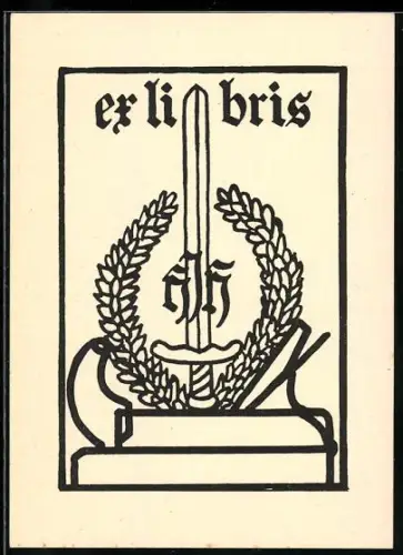 Exlibris Schwert und Lorbeerkranz