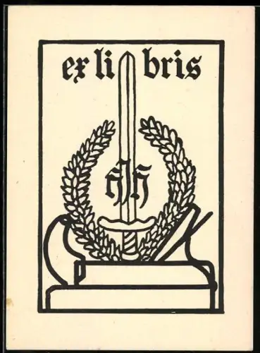 Exlibris Schwert und Lorbeerkranz