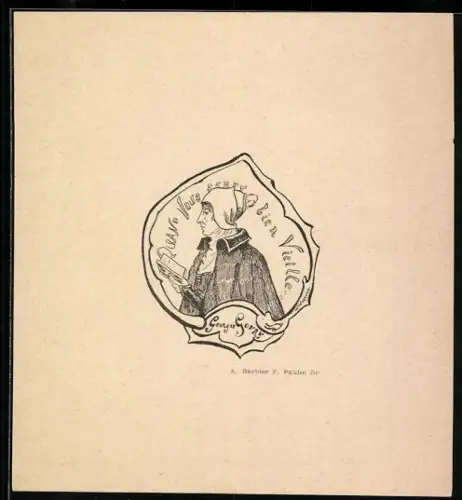 Exlibris Georg Goury, Gelehrter mit einem Buch