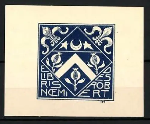 Exlibris Robert Noemi, Florales und Symbole, Jugendstil