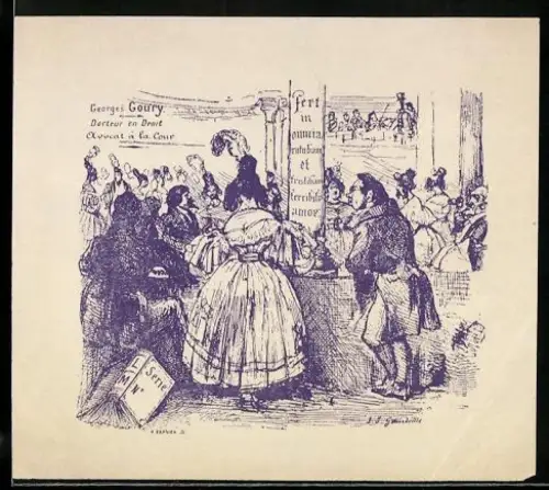 Exlibris Georges Goury, Anwalt mit Gerichtsszene