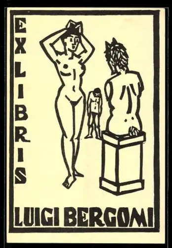 Exlibris Luigi Bergomi, Nackte Figuren stehen voreinander