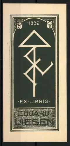 Exlibris Eduard Liesen, Mit stilisiertem Monogramm, 1896