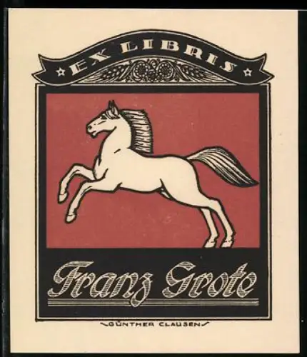 Exlibris Franz Grote, Pferd im Lauf