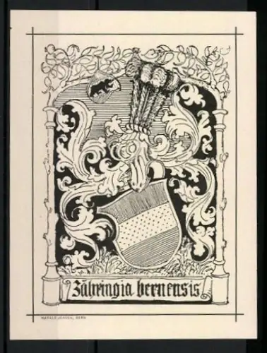 Exlibris Zähringia Bernensis, Wappenschild und Ornamente