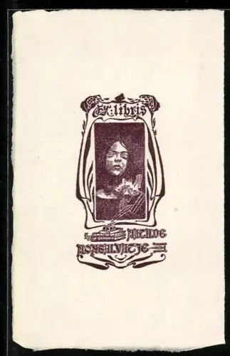 Exlibris Matilde Monsalvacze, Porträt einer Frau mit Blume