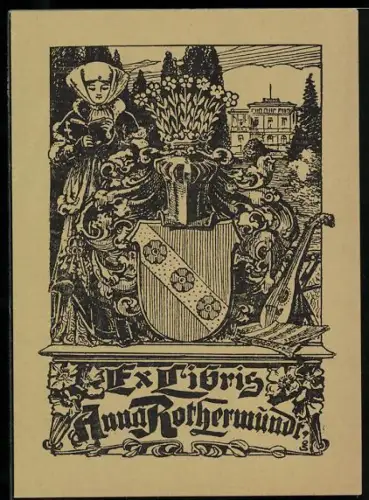Exlibris Anna Rothermundt, Wappen und Herrenhaus