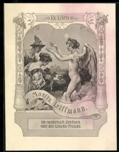 Exlibris Moritz Leiffmann, Im wahrhaft Schönen ruht des Lebens Freude, Engel spricht zu Menschen