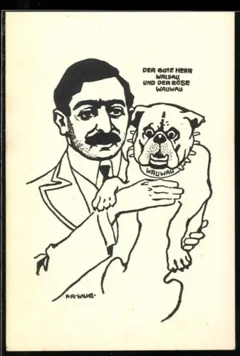 Exlibris Waldau, Hund mit Stachelhalsband