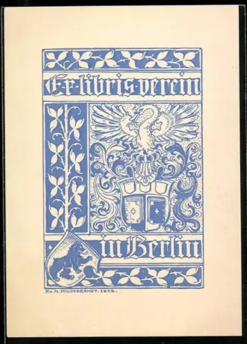 Exlibris Exlibris-Verein in Berlin, Wappen mit Schwan auf dem Helm