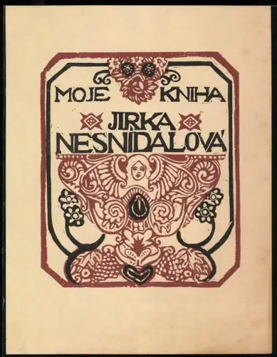 Exlibris Jirka Nesnidalová, Moje Kniha, Engel mit gespreizten Flügeln