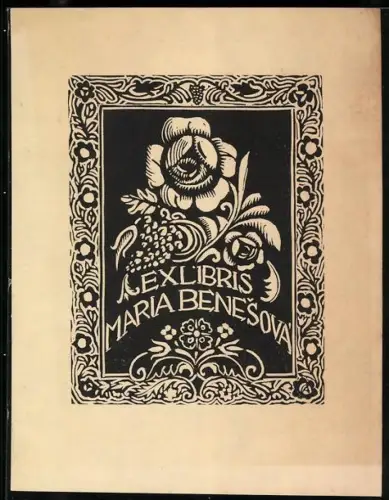 Exlibris Maria Benesová, Florales Design mit Rosenmotiv