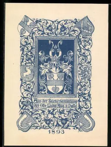 Exlibris Otto Ludw. Aug. v. Dassel, Wappen und Ornamentik