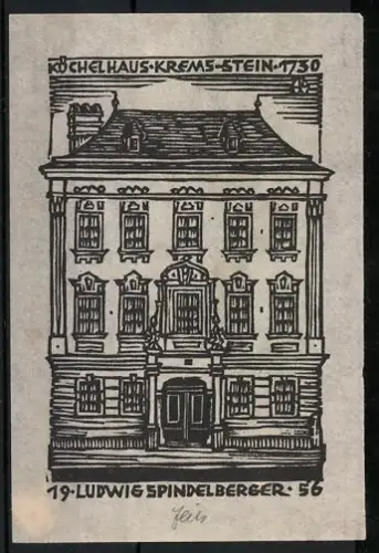 Exlibris Ludwig Spindelberger, Köchelhaus Krems-Stein 1730