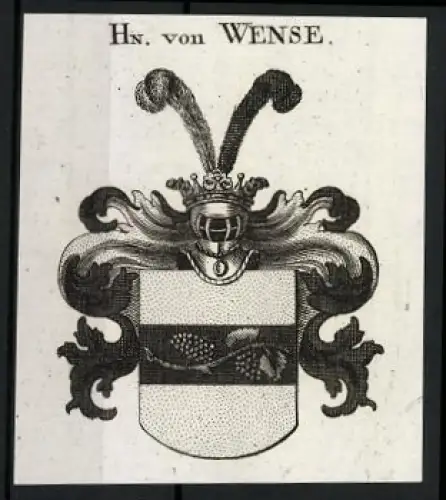 Exlibris Hn. von Wense, Wappen mit Helm und Federn