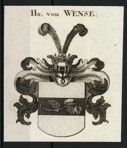 Exlibris Hn. von Wense, Wappen mit Helm und Krone