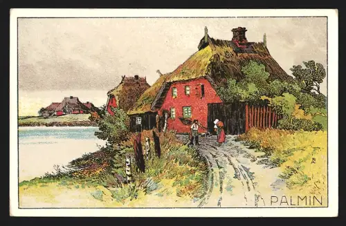 Sammelbild Hamburg, H. Schlinck & Cie., Palmin Pflanzenbutter, Idyllische Ortspartie am Wasser
