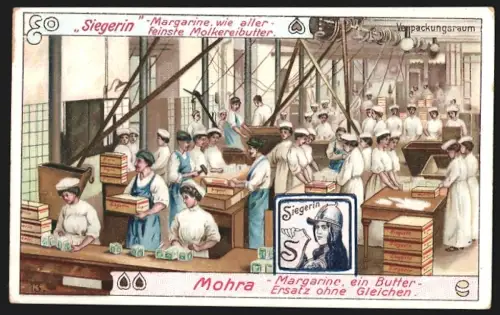 Sammelbild Altona-Bahrenfeld, A.L. Mohr, Mohra Margarine, Arbeiterinnen im Verpackungsraum
