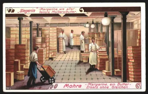 Sammelbild Altona-Bahrenfeld, A.L. Mohr, Mohra Margarine, Arbeiter im Lager