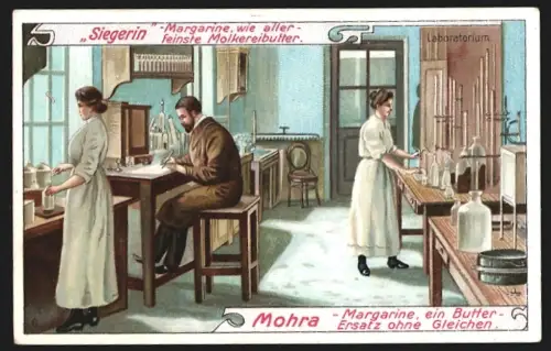 Sammelbild Altona-Bahrenfeld, A.L. Mohr, Mohra Margarine, Arbeiter im Laboratorium