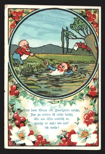 Sammelbild Fürth, Julius Gehn, Nota Kaffeezusatz, Zwerg hilft einem anderen Zweg aus dem Teich