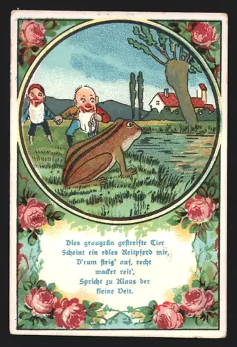 Sammelbild Fürth, Julius Gehn, Nota Kaffeezusatz, Zwerge satteln einen Frosch