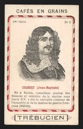 Sammelbild Trébucien, Cafés en Grains, Portrait von Marineminister Jean-Baptiste Colbert