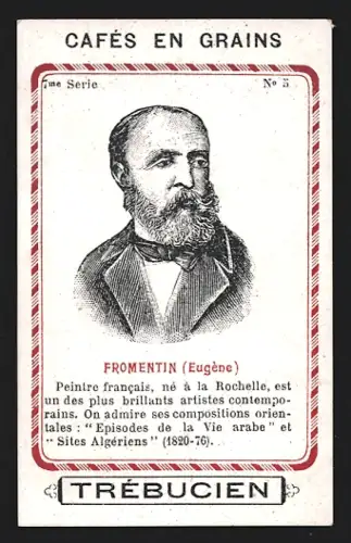 Sammelbild Trébucien, Cafés en grains, Portrait von Maler Eugène Fromentin