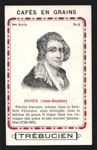 Sammelbild Trébucien, Cafés en grains, Portrait von Maler Jean-Baptiste Greuze