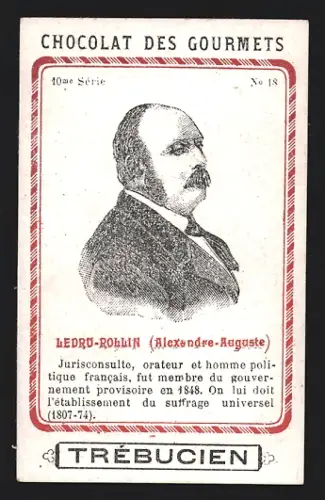 Sammelbild Trébucien, Chocolat des gourmets, Portrait von Rechtsgelehrtem Alexandre-Auguste Ledru-Rollin