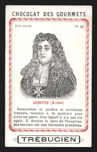Sammelbild Trébucien, Chocolat des gourmets, Portrait von Architekt André Lenotre