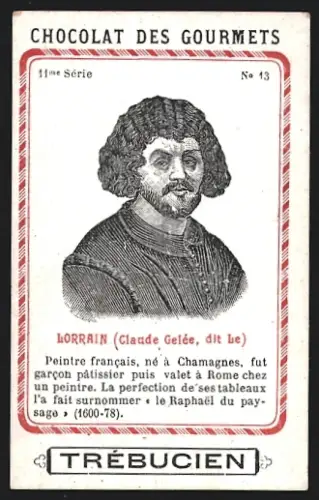 Sammelbild Trébucien, Chocolat des gourmets, Portrait von Maler Claude Gelée, dit de Lorrain