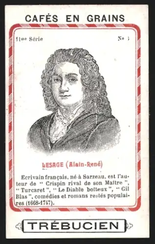 Sammelbild Trébucien, Cafés en grains, Portrait von Autor Alain-René Lesage