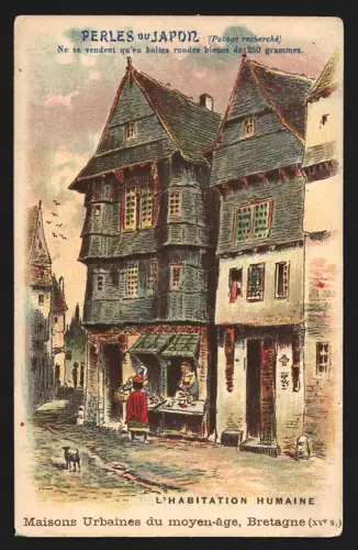 Sammelbild Mittelalterliches Haus, Perles du Japon A. Chapu