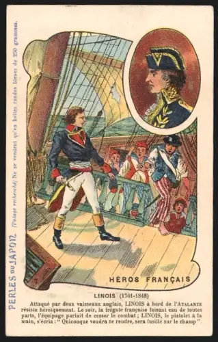 Sammelbild Linois an Bord der Atalante, Perles du Japon A. Chapu