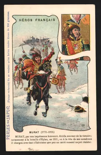 Sammelbild Murat reitet durch den Schnee, Perles du Japon A. Chapu