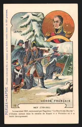Sammelbild Marschall Ney im Schnee, Perles du Japon A. Chapu