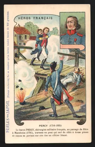 Sammelbild Baron Percy passiert den Rhein bei Mannheim, Perles du Japon A. Chapu