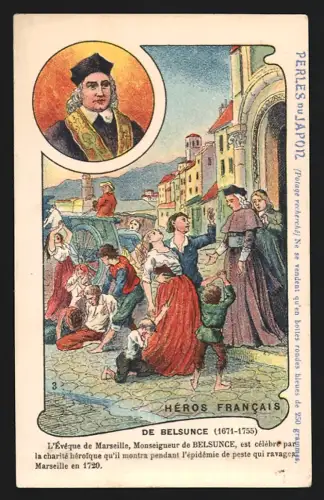 Sammelbild Monseigneur de Belsunce mit Opfern der Pest, Perles du Japon A. Chapu