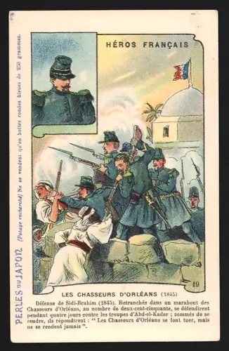 Sammelbild Chasseurs d`Orleans, Défense de Sidi-Brahim, Perles du Japon A. Chapu