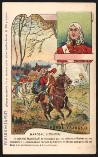 Sammelbild General Marceau, Perles du Japon A. Chapu