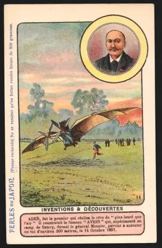 Sammelbild Ader, Segelflugzeug, Perles du Japon A. Chapu