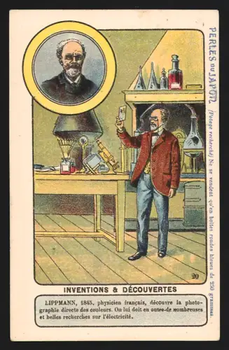Sammelbild Entdecker der Farbfotografie Lippmann, Perles du Japon A. Chapu